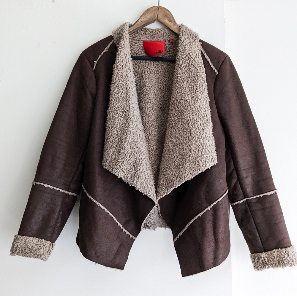90s - Y2K Faux Suede Sheepskin Style Afghan Coat